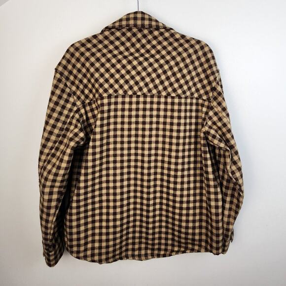 Streetwear Society Brown Tan Plaid Button Front Shacket Size Medium Grunge City - Picture 4 of 4